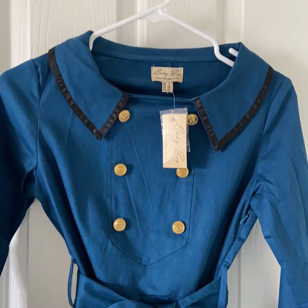 Lindy Bop Navy Blue Vintage Dress - Picture 3 of 3